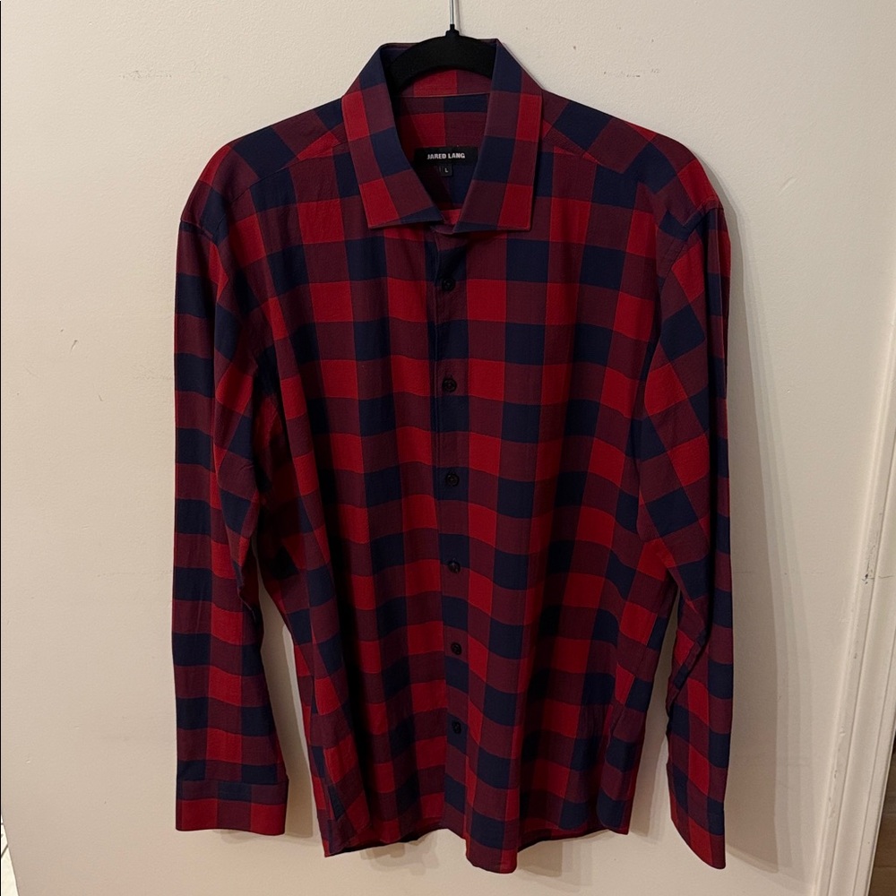 Jared Lang Red and Navy Plaid Shirt